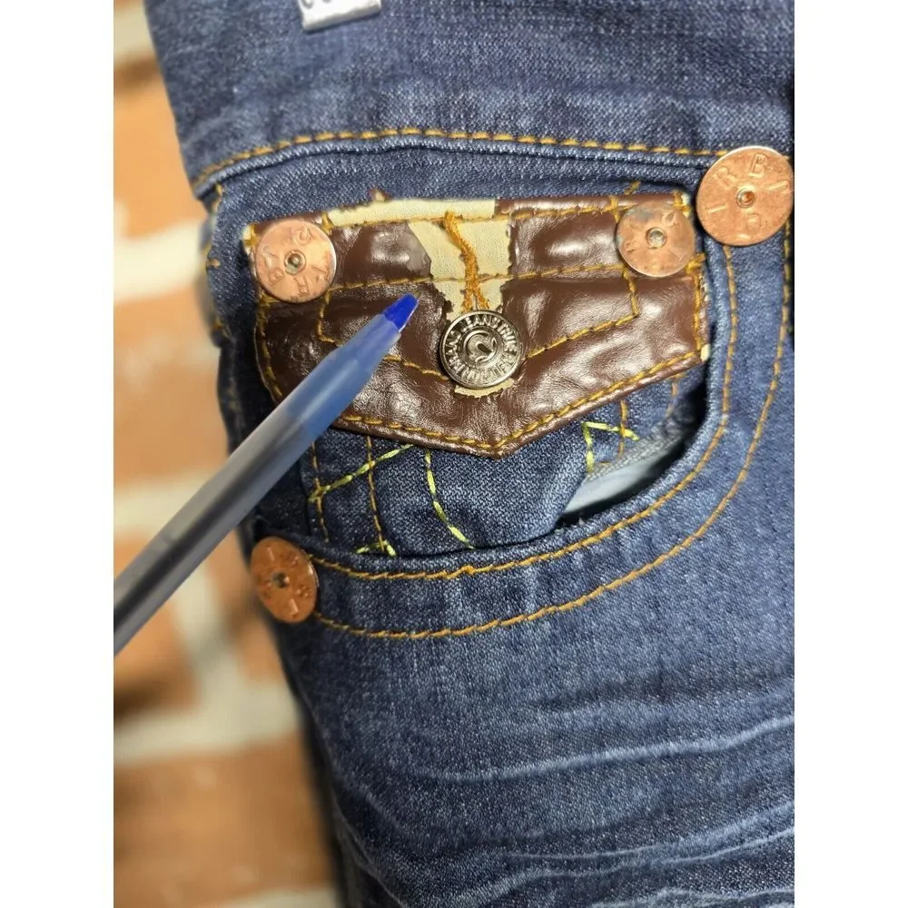 True Religion World‎ Tour Bootcut Jeans 34 Billy Supert Flap Pockets Denim READ!